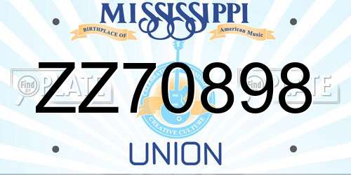 ZZ70898 Mississippi License Plate
