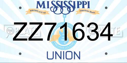 ZZ71634 Mississippi License Plate