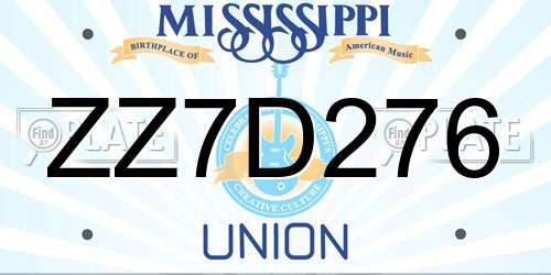 ZZ7D276 Mississippi License Plate