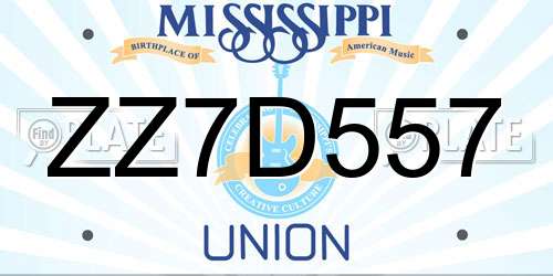 ZZ7D557 Mississippi License Plate