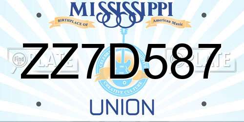 ZZ7D587 Mississippi License Plate