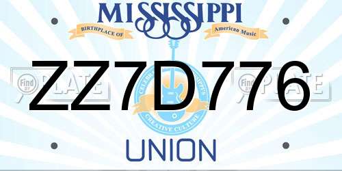 ZZ7D776 Mississippi License Plate