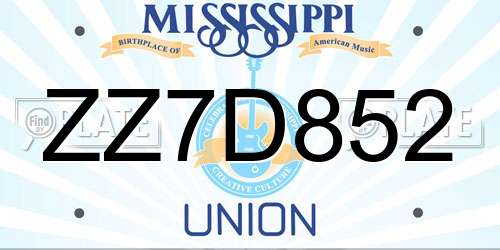 ZZ7D852 Mississippi License Plate