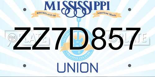 ZZ7D857 Mississippi License Plate