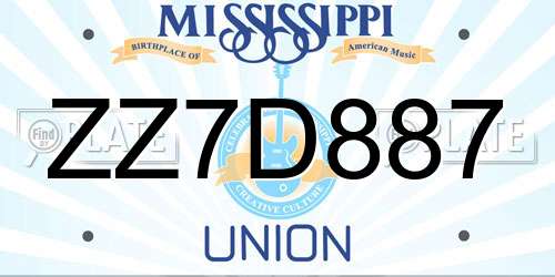 ZZ7D887 Mississippi License Plate