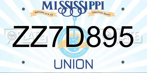 ZZ7D895 Mississippi License Plate
