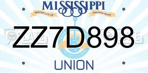 ZZ7D898 Mississippi License Plate