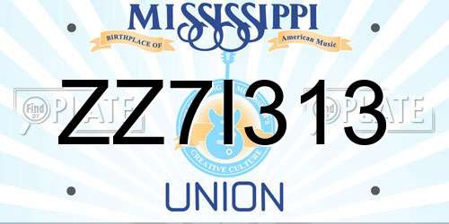 ZZ7I313 Mississippi License Plate