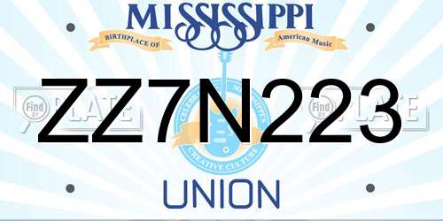 ZZ7N223 Mississippi License Plate