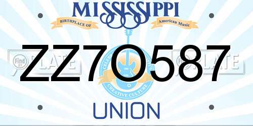 ZZ7O587 Mississippi License Plate