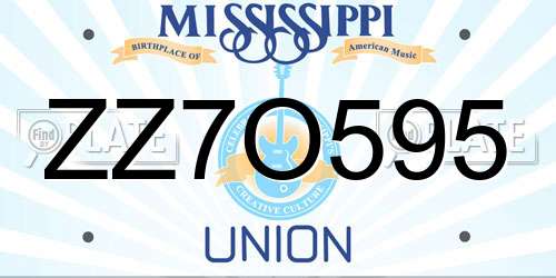ZZ7O595 Mississippi License Plate