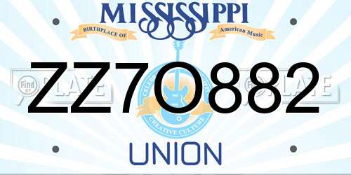 ZZ7O882 Mississippi License Plate