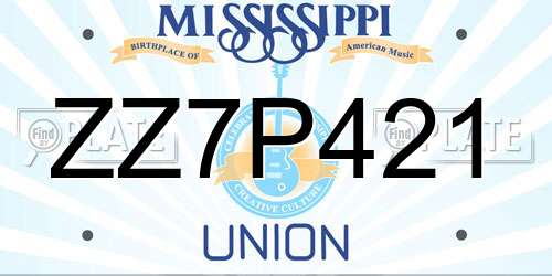 ZZ7P421 Mississippi License Plate