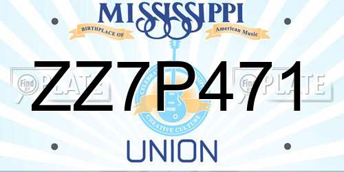 ZZ7P471 Mississippi License Plate