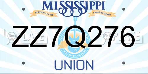 ZZ7Q276 Mississippi License Plate