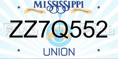 ZZ7Q552 Mississippi License Plate