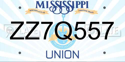 ZZ7Q557 Mississippi License Plate