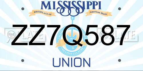 ZZ7Q587 Mississippi License Plate