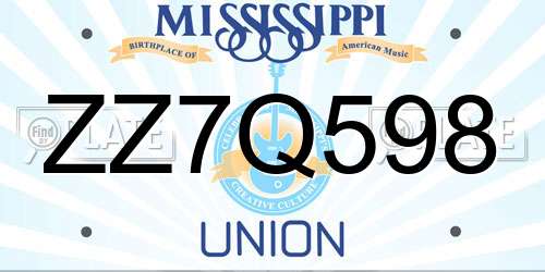 ZZ7Q598 Mississippi License Plate
