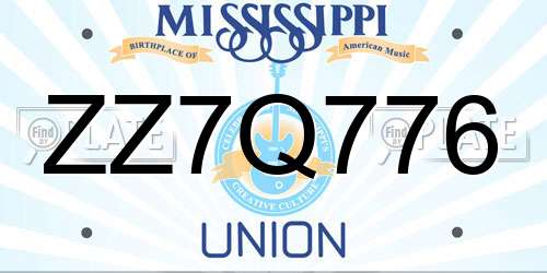ZZ7Q776 Mississippi License Plate