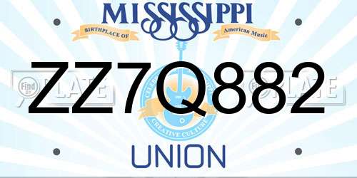 ZZ7Q882 Mississippi License Plate
