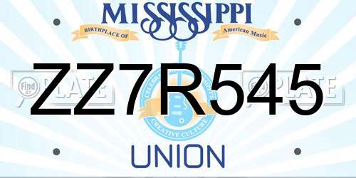 ZZ7R545 Mississippi License Plate