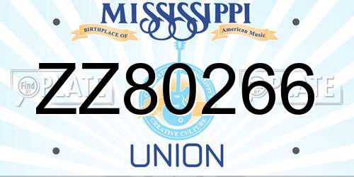 ZZ80266 Mississippi License Plate