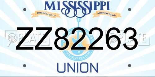 ZZ82263 Mississippi License Plate