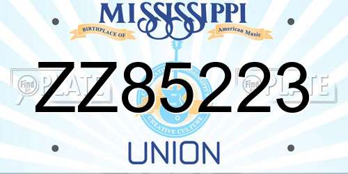 ZZ85223 Mississippi License Plate