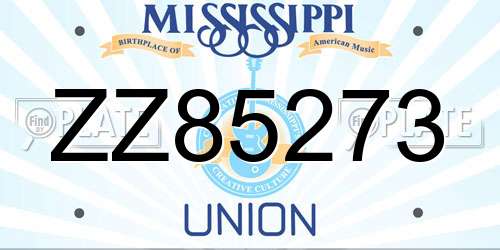 ZZ85273 Mississippi License Plate