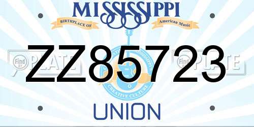 ZZ85723 Mississippi License Plate
