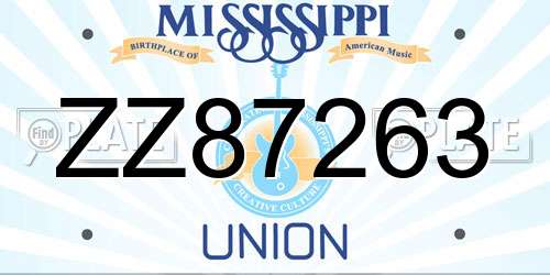 ZZ87263 Mississippi License Plate