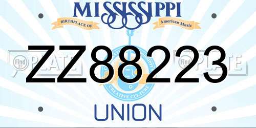 ZZ88223 Mississippi License Plate