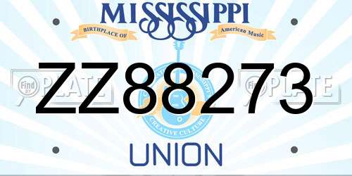 ZZ88273 Mississippi License Plate