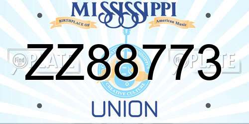 ZZ88773 Mississippi License Plate