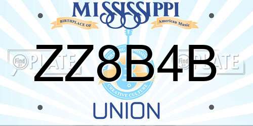 ZZ8B4B Mississippi License Plate