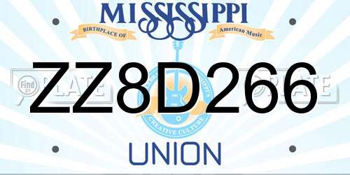 ZZ8D266 Mississippi License Plate