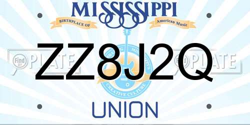 ZZ8J2Q Mississippi License Plate