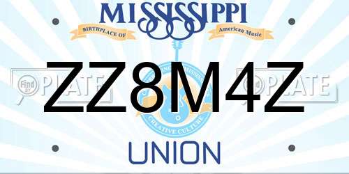 ZZ8M4Z Mississippi License Plate