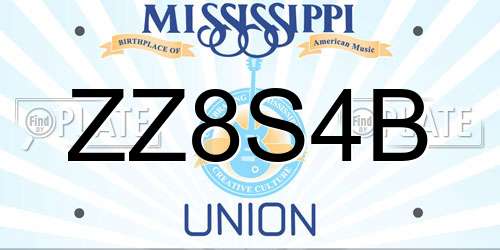 ZZ8S4B Mississippi License Plate