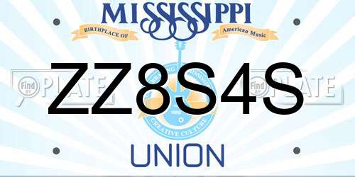 ZZ8S4S Mississippi License Plate