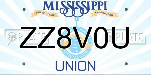 ZZ8V0U Mississippi License Plate