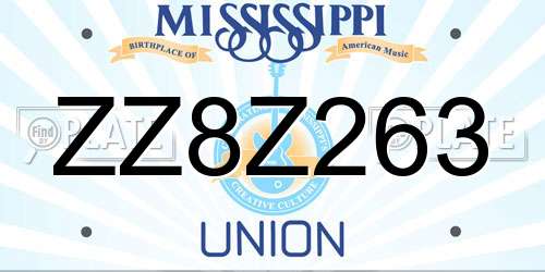 ZZ8Z263 Mississippi License Plate