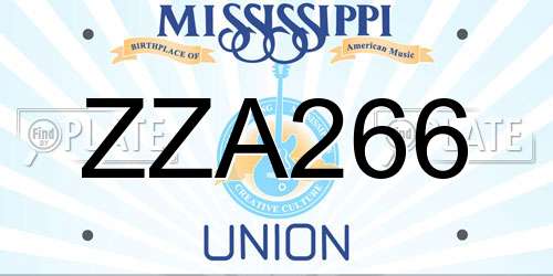 ZZA266 Mississippi License Plate