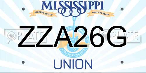 ZZA26G Mississippi License Plate