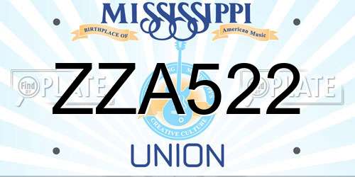 ZZA522 Mississippi License Plate