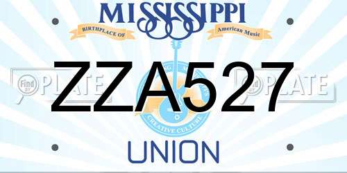ZZA527 Mississippi License Plate