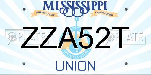 ZZA52T Mississippi License Plate