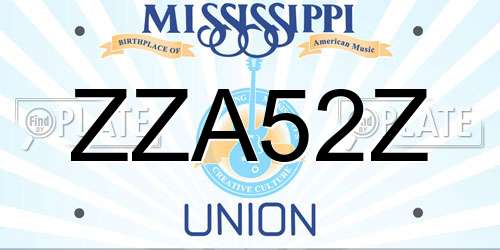 ZZA52Z Mississippi License Plate
