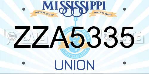 ZZA5335 Mississippi License Plate